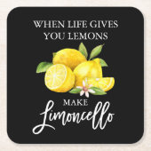 Waterverf Lemons Limoncello penseel Script Black Kartonnen Onderzetters (Voorkant)