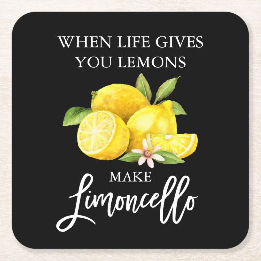 Waterverf Lemons Limoncello penseel Script Black Kartonnen Onderzetters (Voorkant)