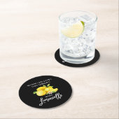 Waterverf Lemons Limoncello penseel Script Black Ronde Kartonnen Onderzetter (Insitu)