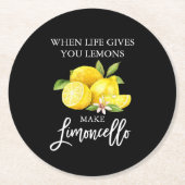 Waterverf Lemons Limoncello penseel Script Black Ronde Kartonnen Onderzetter (Voorkant)