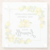 Waterverf Lemons Limoncello penseel Script Glazen Onderzetter (Achterkant)
