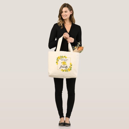 Waterverf Lemons Limoncello penseel Script Grote Tote Bag (Voorkant (model))