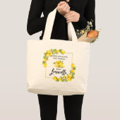Waterverf Lemons Limoncello penseel Script Grote Tote Bag (Voorkant (product))