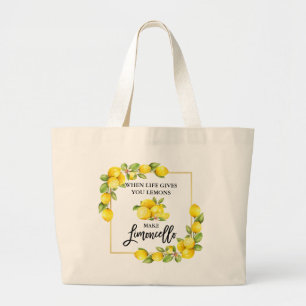 Waterverf Lemons Limoncello penseel Script Grote Tote Bag