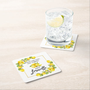 Waterverf Lemons Limoncello penseel Script Kartonnen Onderzetters