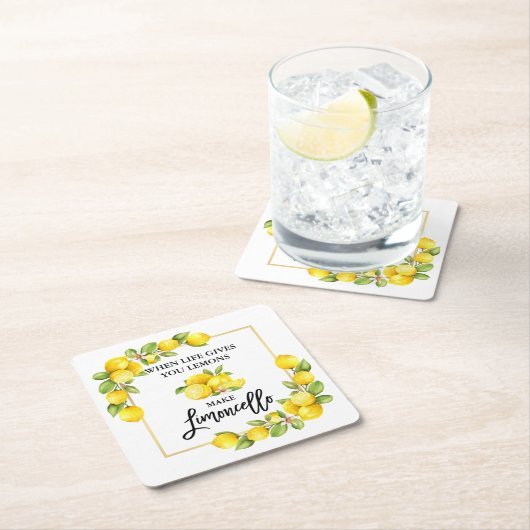 Waterverf Lemons Limoncello penseel Script Kartonnen Onderzetters (Insitu)