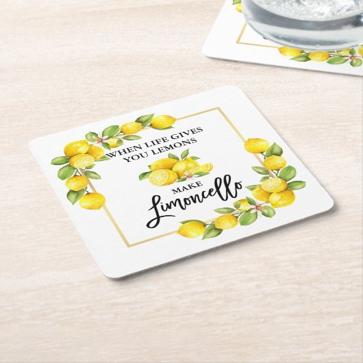 Waterverf Lemons Limoncello penseel Script Kartonnen Onderzetters (Schuin)