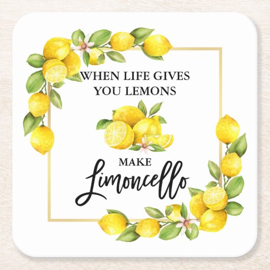 Waterverf Lemons Limoncello penseel Script Kartonnen Onderzetters (Voorkant)
