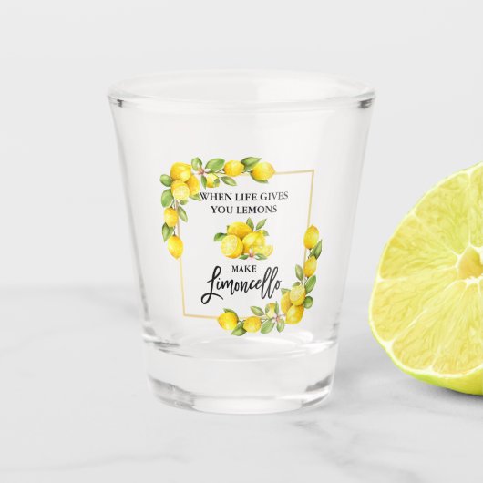 Waterverf Lemons Limoncello penseel Script Shot Glas (Voorkant)