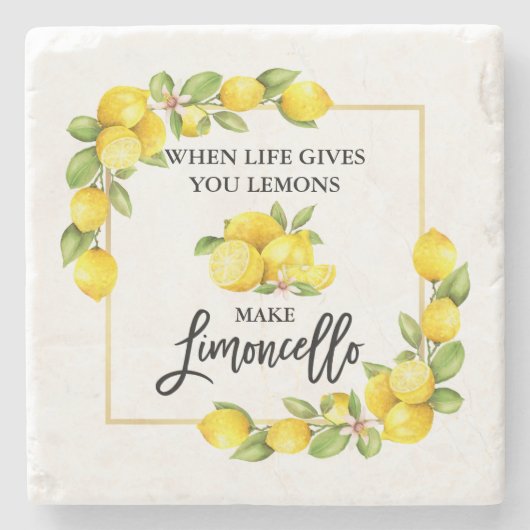Waterverf Lemons Limoncello penseel Script Stenen Onderzetter (Voorkant)