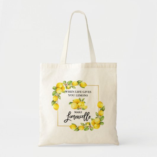 Waterverf Lemons Limoncello penseel Script Tote Bag (Voorkant)