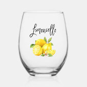 Waterverf Lemons Limoncello penseel Script Wijnglas Zonder Voet (Voorkant)