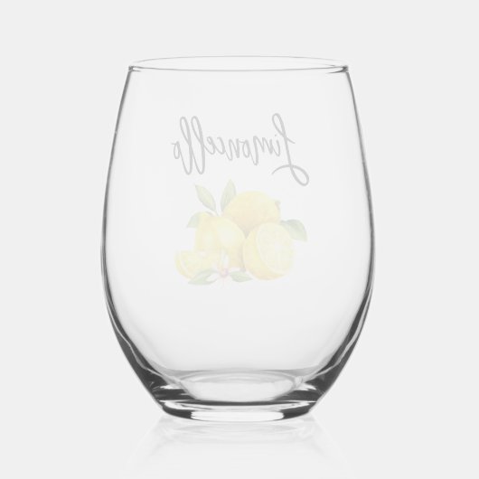 Waterverf Lemons Limoncello penseel Script Wijnglas Zonder Voet (Achterkant)