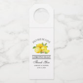 Waterverf Lemons Limoncello Wedding Bedankt Flessenhanger (Voorkant)