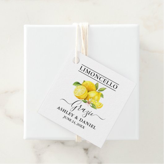 Waterverf Lemons Limoncello Wedding Grazie Bedankjes Labels (In situ)
