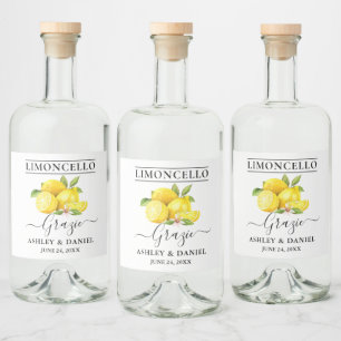 Waterverf Lemons Limoncello Wedding Grazie Likeurfles Etiket