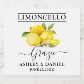 Waterverf Lemons Limoncello Wedding Grazie Likeurfles Etiket (Enkel label)