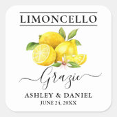 Waterverf Lemons Limoncello Wedding Grazie Vierkante Sticker (Voorkant)