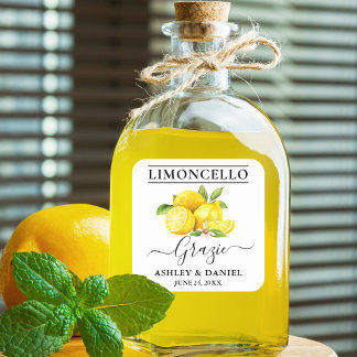 Waterverf Lemons Limoncello Wedding Grazie Vierkante Sticker