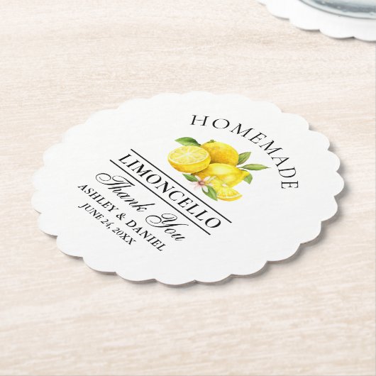 Waterverf Lemons Limoncello Wedding Kartonnen Onderzetters (Gekanteld)