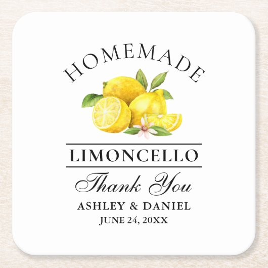 Waterverf Lemons Limoncello Wedding Kartonnen Onderzetters (Voorkant)