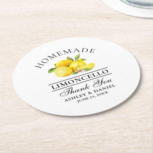 Waterverf Lemons Limoncello Wedding Ronde Kartonnen Onderzetter (Gebogen)
