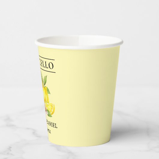Waterverf Lemons Limoncello Wedding Yellow Papieren Bekers (Links)