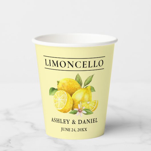 Waterverf Lemons Limoncello Wedding Yellow Papieren Bekers (Voorkant)