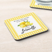 Waterverf Lemons Limoncello Yellow Gingham Bier Onderzetter (Linkerzijde)