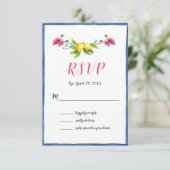 Waterverf Lemons Mediterrane bruiloft RSVP Kaartje (Staand voorkant)