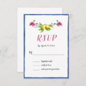 Waterverf Lemons Mediterrane bruiloft RSVP Kaartje (Voorkant / Achterkant)