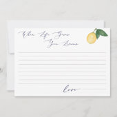 Waterverf Lemons & Navy Vrijgezellenfeest Advice K Kaart (Voorkant)