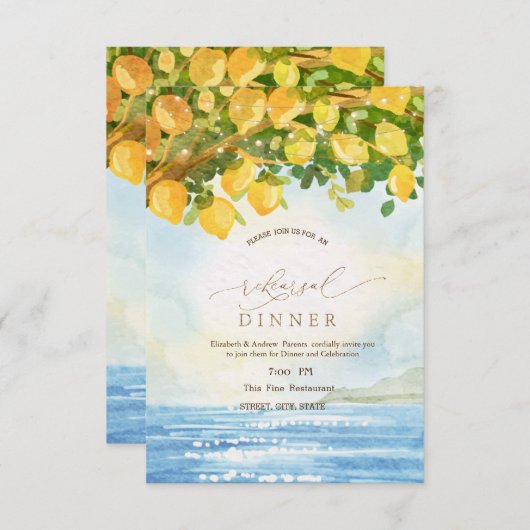 Waterverf Lemons Ocean Repetitie Diner Kaart (Voorkant / Achterkant)
