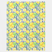  Waterverf Lemons op blauwe strepen Fleece Deken (Voorkant)