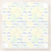  Waterverf Lemons op blauwe strepen Glazen Onderzetter (Achterkant)