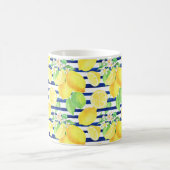 Waterverf Lemons op blauwe strepen Koffiemok (Center)