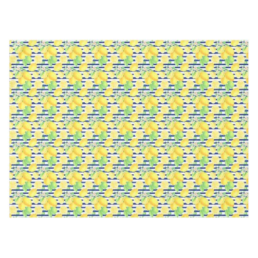 Waterverf Lemons op blauwe strepen Tafelkleed (Voorkant (Horizontaal))
