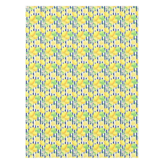 Waterverf Lemons op blauwe strepen Tafelkleed (Voorkant)