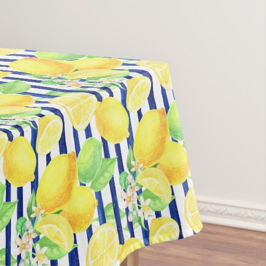 Waterverf Lemons op blauwe strepen Tafelkleed (Voorbeeld)