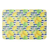  Waterverf Lemons op blauwe Stripes Bathroom Badmat (Voorkant)