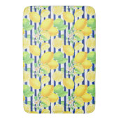  Waterverf Lemons op blauwe Stripes Bathroom Badmat (Voorkant Verticaal)