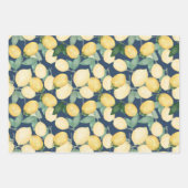 Waterverf Lemons op Navy Blue Inpakpapier Vel (Voorkant 3)