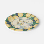 Waterverf Lemons op Navy Blue Papieren Bordje (Gekanteld)