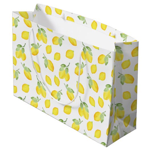 Waterverf Lemons Patroon Groot Cadeauzakje (Achterkant Gekanteld)
