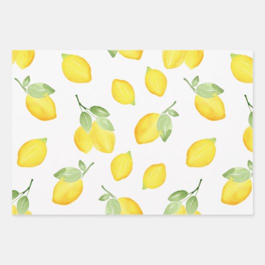 Waterverf Lemons Patroon Inpakpapier Vel (Voorkant 3)