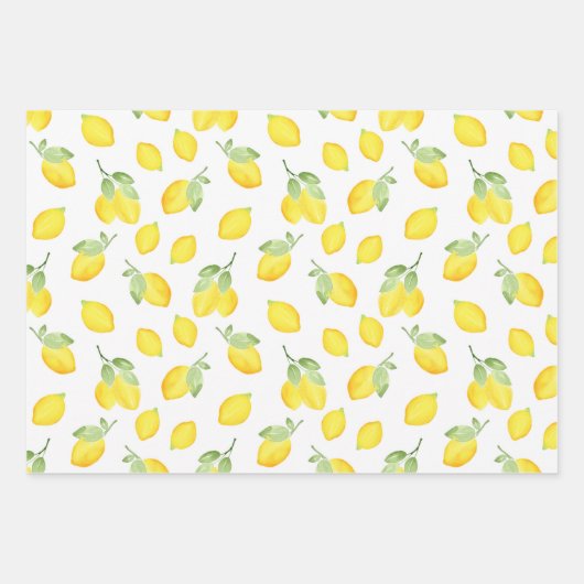 Waterverf Lemons Patroon Inpakpapier Vel (Voorkant 2)
