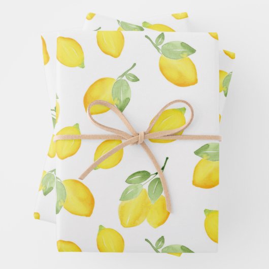 Waterverf Lemons Patroon Inpakpapier Vel (In situ)
