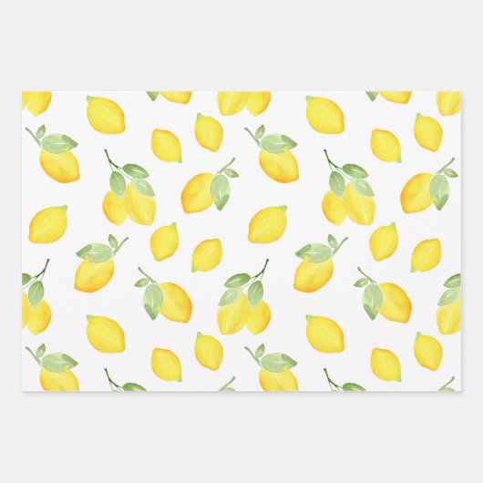 Waterverf Lemons Patroon Inpakpapier Vel (Voorkant)