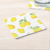 Waterverf Lemons Patroon Kartonnen Onderzetters (Schuin)