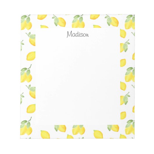 Waterverf Lemons Patroon Notitieblok (Voorkant)